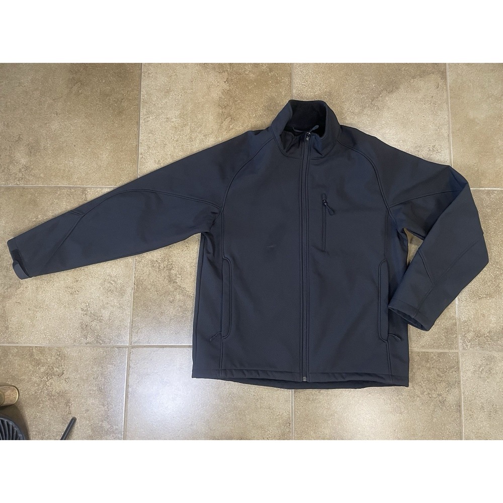Kirkland Signature Men's Sz L Black Softshell Jacket Full Zip Fleece Lined